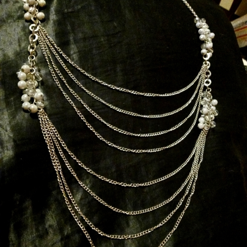 🎉Silver Tone Multi Layer Chain Necklace